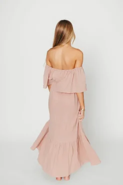 Online Worth Collective Josie 100% Cotton Maxi Dress in Rose - Bump & Nursing Friendly