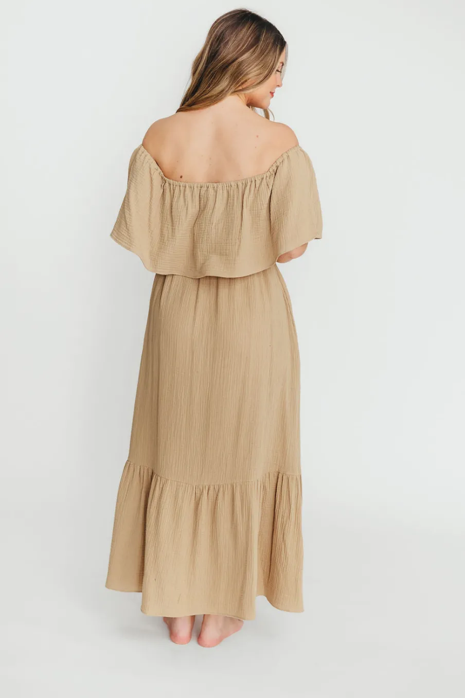 Outlet Worth Collective Josie 100% Cotton Maxi Dress in Khaki - Bump & Nursing Friendly