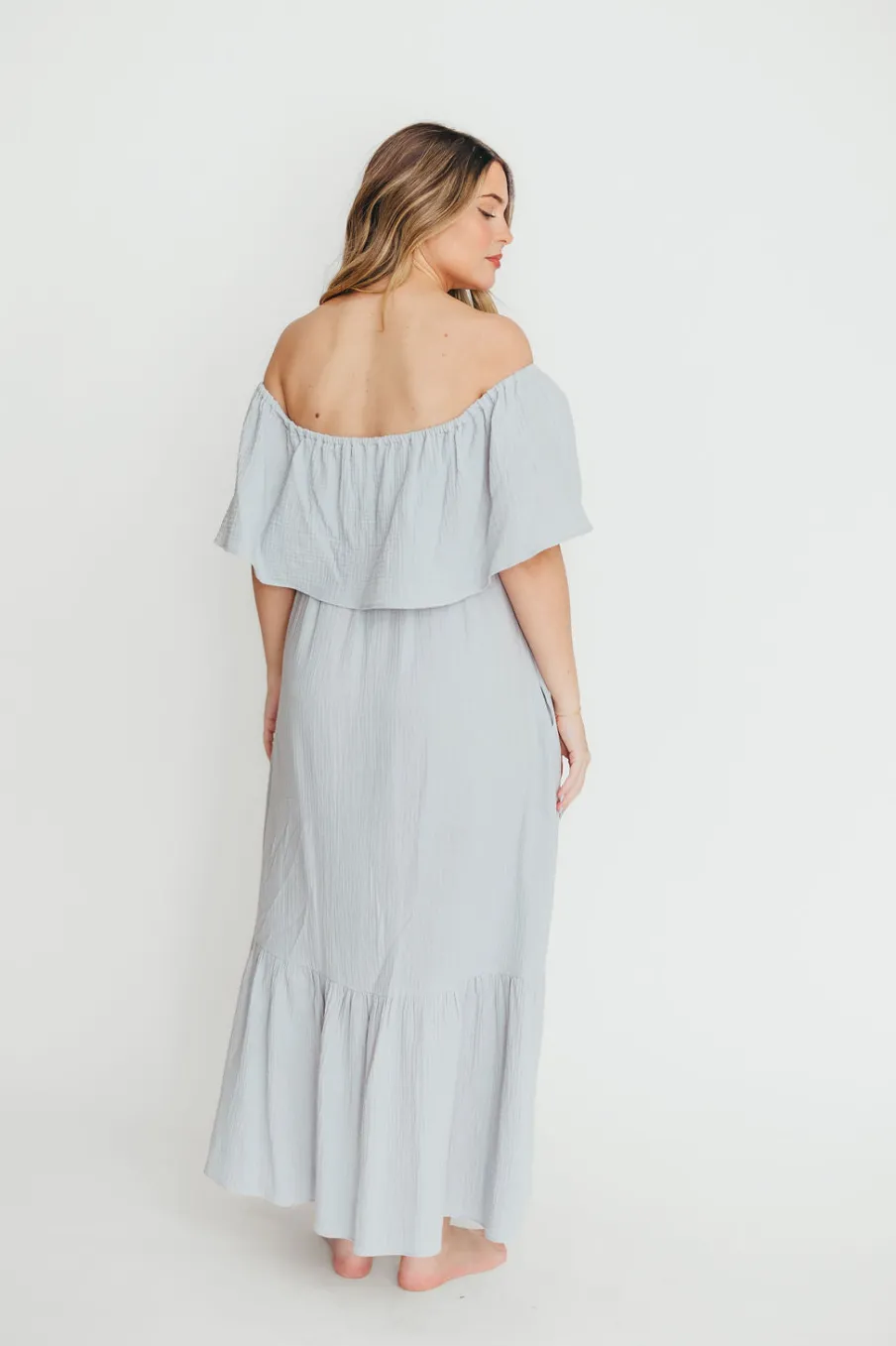 Hot Worth Collective Josie 100% Cotton Maxi Dress in Cloud - Bump & Nursing Friendly