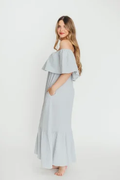 Hot Worth Collective Josie 100% Cotton Maxi Dress in Cloud - Bump & Nursing Friendly