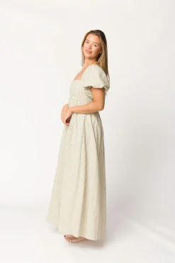 Sale Worth Collective Jules Striped Maxi Dress in Natural/Black - Bump Friendly