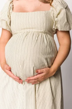 Sale Worth Collective Jules Striped Maxi Dress in Natural/Black - Bump Friendly