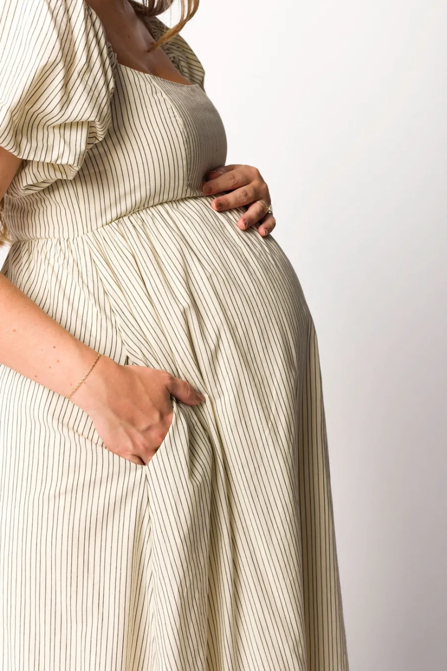Sale Worth Collective Jules Striped Maxi Dress in Natural/Black - Bump Friendly