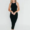 Discount Worth Collective Juliana Contrast Racerback Tank Dress in Black/White