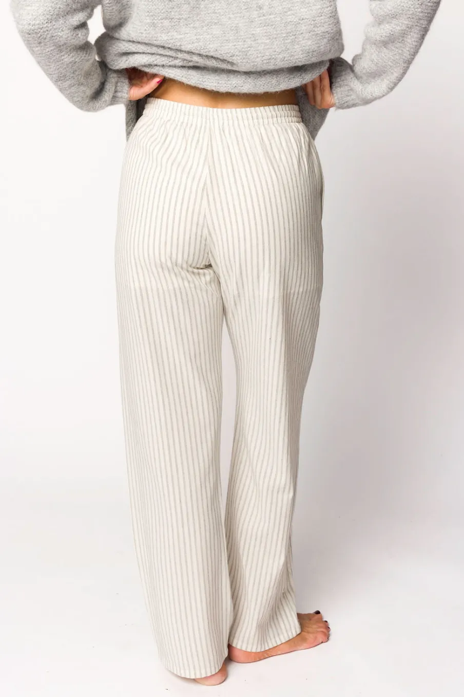 Best Worth Collective Julie Striped Cotton Pants in Ivory/Black