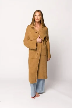 Best Worth Collective Juliette Knit Cardigan Coat in Caramel