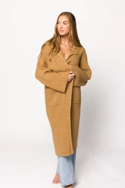 Best Worth Collective Juliette Knit Cardigan Coat in Caramel