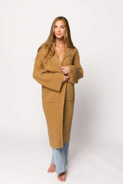 Best Worth Collective Juliette Knit Cardigan Coat in Caramel