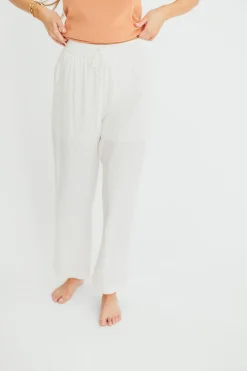 Sale Worth Collective June Double Drawstring Detail Wide Leg Pants in White