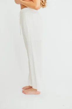 Sale Worth Collective June Double Drawstring Detail Wide Leg Pants in White