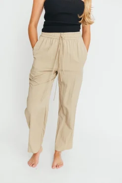 Discount Worth Collective June Double Drawstring Wide Leg Pants in Taupe