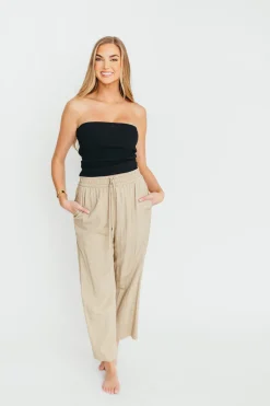 Discount Worth Collective June Double Drawstring Wide Leg Pants in Taupe