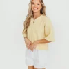 New Worth Collective Karen Short Sleeve Cardigan in Yellow