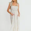 Online Worth Collective Kelly Adjustable Tie Maxi Dress in Pale Peach Floral *PRE-ORDER*