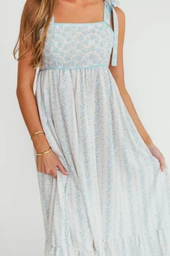 Clearance Worth Collective Kelly Adjustable Tie Maxi Dress in French Blue Floral *PRE-ORDER*