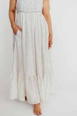 Online Worth Collective Kelly Adjustable Tie Maxi Dress in Pale Peach Floral *PRE-ORDER*