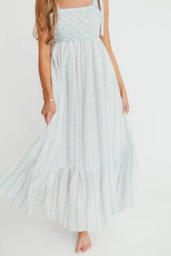 Clearance Worth Collective Kelly Adjustable Tie Maxi Dress in French Blue Floral *PRE-ORDER*