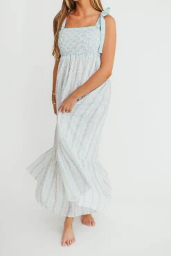 Clearance Worth Collective Kelly Adjustable Tie Maxi Dress in French Blue Floral *PRE-ORDER*