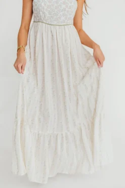 Online Worth Collective Kelly Adjustable Tie Maxi Dress in Pale Peach Floral *PRE-ORDER*