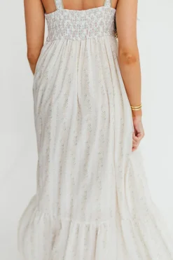Online Worth Collective Kelly Adjustable Tie Maxi Dress in Pale Peach Floral *PRE-ORDER*