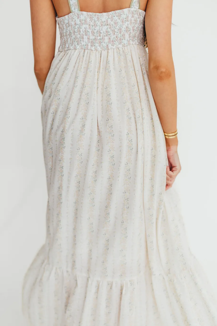 Online Worth Collective Kelly Adjustable Tie Maxi Dress in Pale Peach Floral *PRE-ORDER*