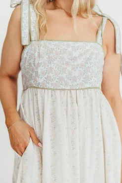 Online Worth Collective Kelly Adjustable Tie Maxi Dress in Pale Peach Floral *PRE-ORDER*