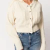 Online Worth Collective Kendall Knit Bomber Jacket in Ivory