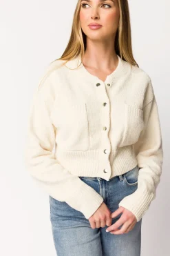 Online Worth Collective Kendall Knit Bomber Jacket in Ivory
