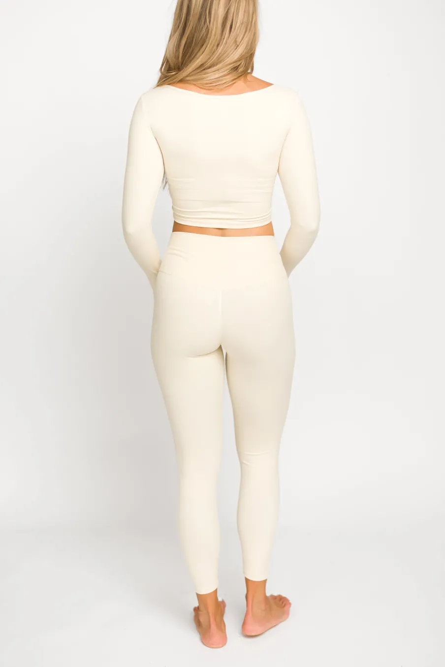 Best Worth Collective Kendra Long Sleeve Square Neck Corset Top in Cream