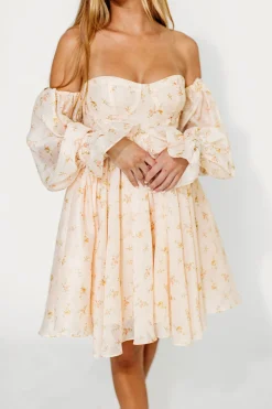 Sale Worth Collective Kennedy Floral Mini Dress in Cream- Bump Friendly