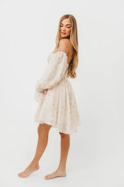 Sale Worth Collective Kennedy Floral Mini Dress in Cream- Bump Friendly