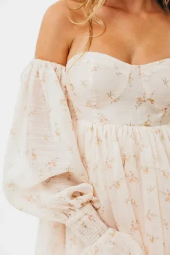 Sale Worth Collective Kennedy Floral Mini Dress in Cream- Bump Friendly