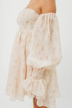 Sale Worth Collective Kennedy Floral Mini Dress in Cream- Bump Friendly