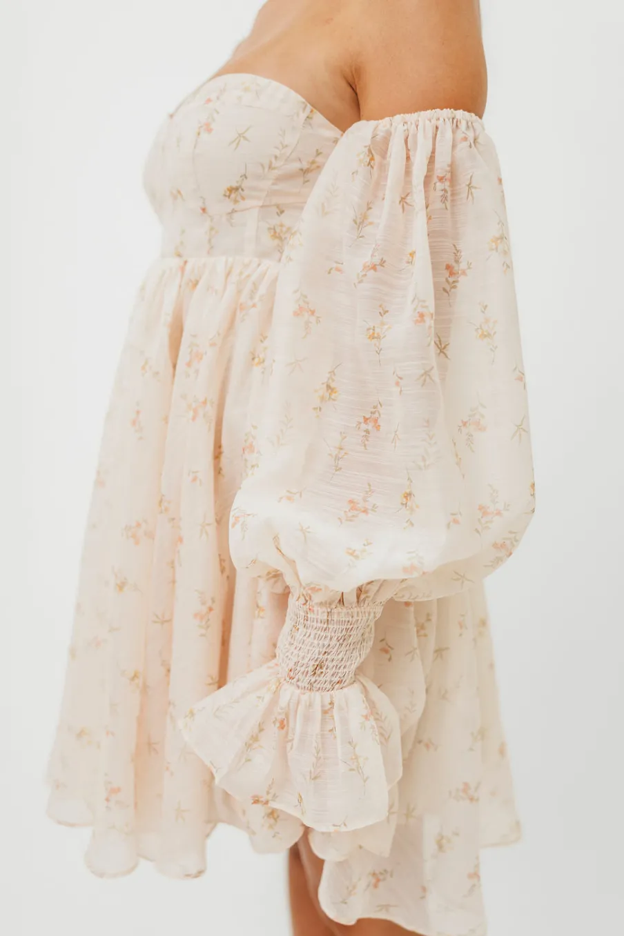 Sale Worth Collective Kennedy Floral Mini Dress in Cream- Bump Friendly