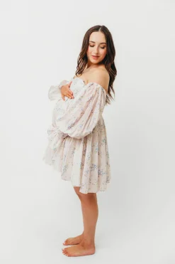 Outlet Worth Collective Kennedy Floral Mini Dress in Blue- Bump Friendly