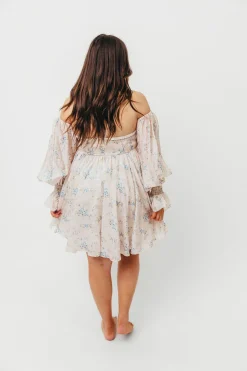 Outlet Worth Collective Kennedy Floral Mini Dress in Blue- Bump Friendly