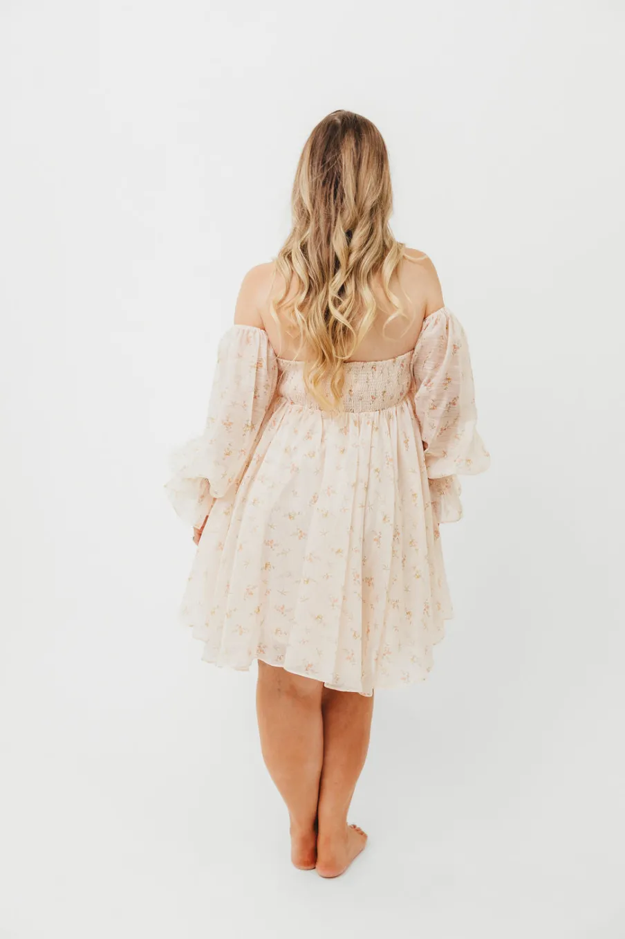 Sale Worth Collective Kennedy Floral Mini Dress in Cream- Bump Friendly