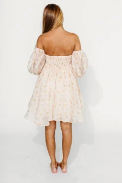 Sale Worth Collective Kennedy Floral Mini Dress in Cream- Bump Friendly