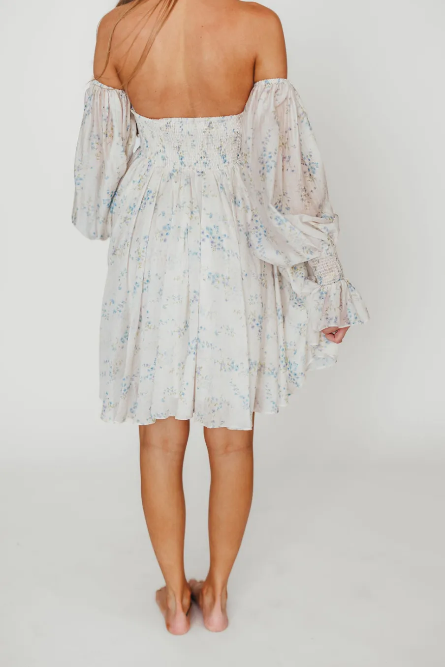 Outlet Worth Collective Kennedy Floral Mini Dress in Blue- Bump Friendly