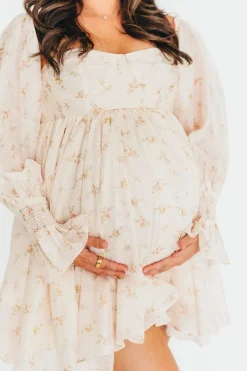 Sale Worth Collective Kennedy Floral Mini Dress in Cream- Bump Friendly