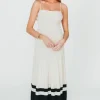 Online Worth Collective Kenzie Ribbed Dress in Ecru/Black