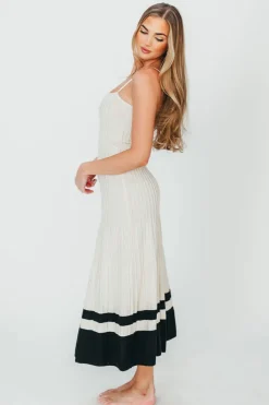 Online Worth Collective Kenzie Ribbed Dress in Ecru/Black
