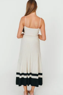 Online Worth Collective Kenzie Ribbed Dress in Ecru/Black