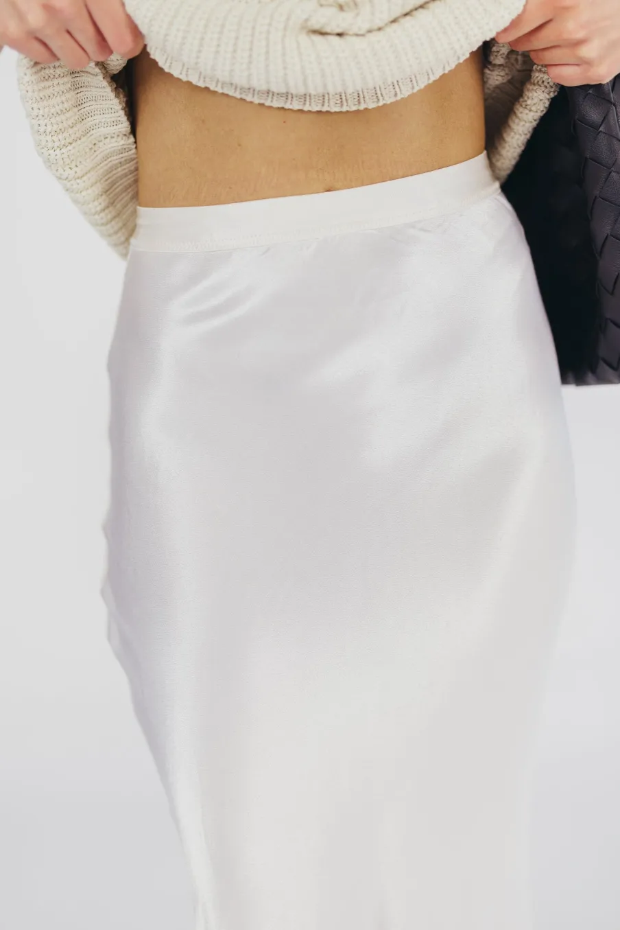 Sale Worth Collective Kimberley Satin Long Midi Skirt in Champagne