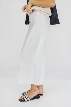 Sale Worth Collective Kimberley Satin Long Midi Skirt in Champagne