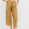 Clearance Worth Collective Kimora 100% Linen Pants in Brown Olive
