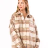 Clearance Worth Collective Kingston Flannel Jacket in Natural Plaid