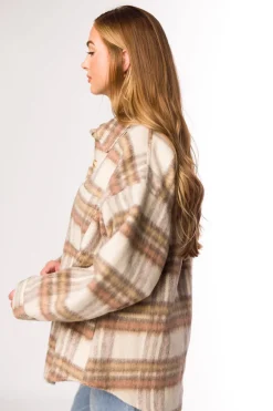 Clearance Worth Collective Kingston Flannel Jacket in Natural Plaid