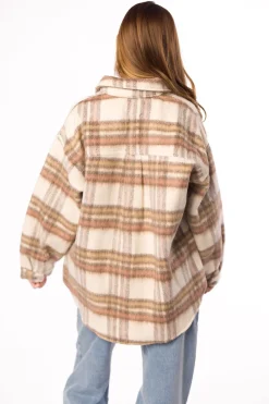 Clearance Worth Collective Kingston Flannel Jacket in Natural Plaid
