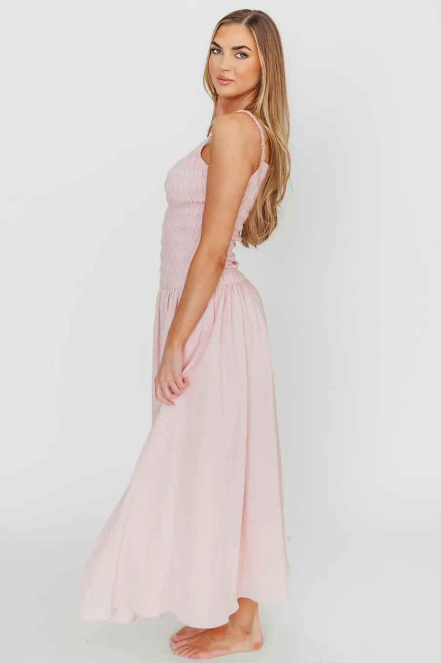 Fashion Worth Collective Kira Smocked Maxi Dress in Pink